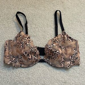 VICTORIA’S SECRET LOW CUT DEMI SHEER ANIMAL PRINT LACE BRA
